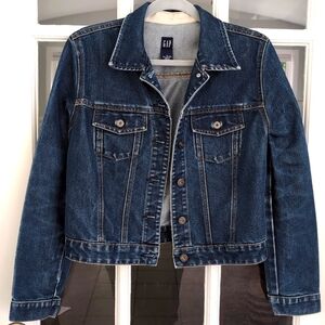 Women's GAP Medium Jean Jacket Blue with Silver Tone Hardware